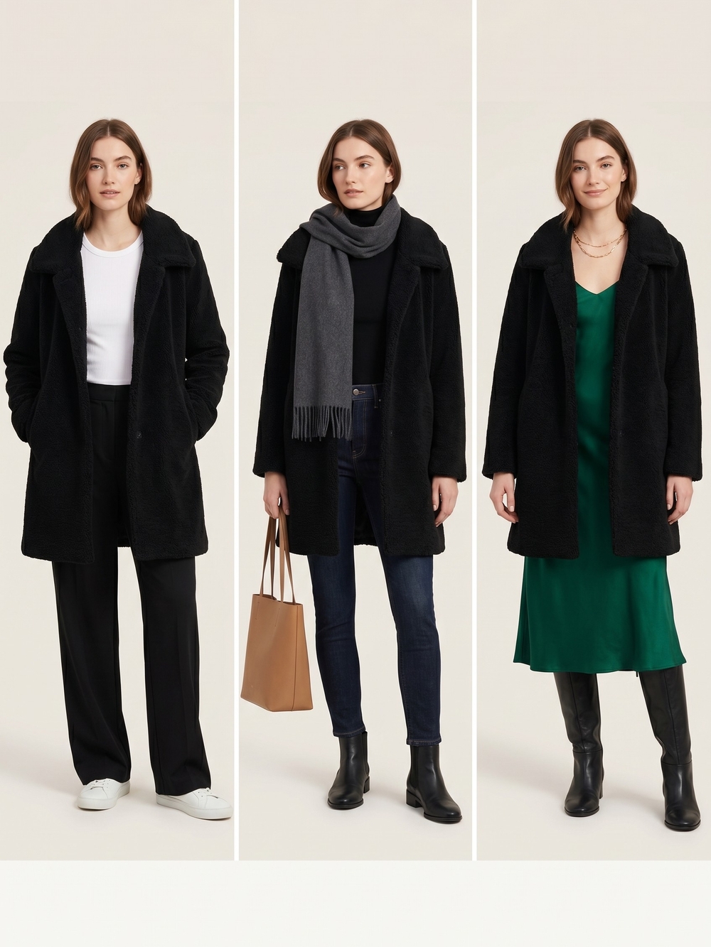 Kate & Sam Black Teddy Coat - Cozy Oversized Fuzzy Jacket